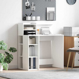 Berkfield Modern Desk With Storage White 90X48X101.5 Cm Engineered Wood - thumbnail 2