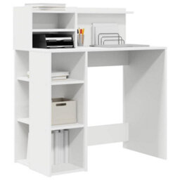 Berkfield Modern Desk With Storage White 90X48X101.5 Cm Engineered Wood - thumbnail 3