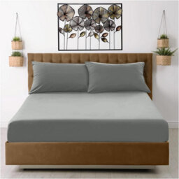 Gc Gaveno Cavailia Percale Deep Fitted Sheet Double Charcoal Extra Deep Pocket 16 Inch (40 Cm)