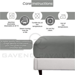 Gc Gaveno Cavailia Percale Deep Fitted Sheet Double Charcoal Extra Deep Pocket 16 Inch (40 Cm) - thumbnail 4