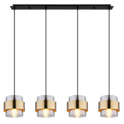 Luminosa Lighting Luminosa Milley Bar Pendant Ceiling Light Matt Black Glass Shade 4X E27 - thumbnail 3