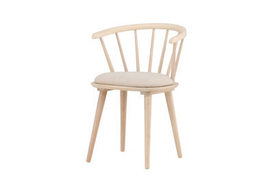 Set Of 2 Bobby Beige Dining Chairs With Cushion - Whitewash Rubber Wood - D53Xw55Xh76Cm, Seat Height 45Cm - image 1