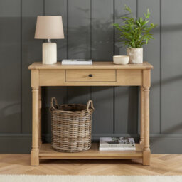 The Furniture Market Classic Oak Small Console Table With 1 Drawer - thumbnail 2