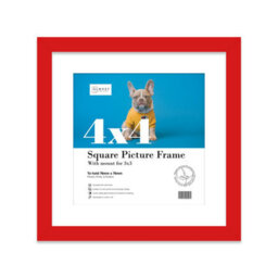 "4X4"" Red Picture Frame - 4X4"" Square Frame With 3X3"" Mount For 4X4""/3X3"" Pictures Moderrn Style Thin Edge, 1 Pack" - thumbnail 1