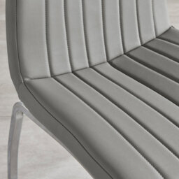 Furniturebox Set Of 2 Dining Chairs - Isco Modern Dining Chairs - Grey Faux Leather Chrome Leg Dining Chairs - Kitchen Dining Room Chairs - thumbnail 6