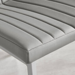 Furniturebox Set Of 2 Dining Chairs - Isco Modern Dining Chairs - Grey Faux Leather Chrome Leg Dining Chairs - Kitchen Dining Room Chairs - thumbnail 7