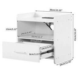 2Pcs Bedside Tables High Gloss Led Cabinets Modern Bedroom With 2 Usb Ports - thumbnail 2