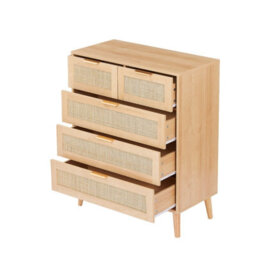 Rattan Chest Of 5 Drawers, 3+2 Drawers Storage Cabinet - thumbnail 3