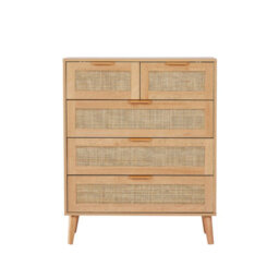 Rattan Chest Of 5 Drawers, 3+2 Drawers Storage Cabinet - thumbnail 2