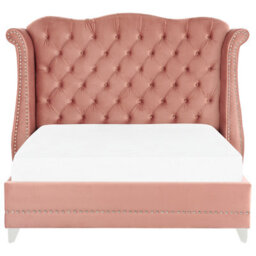 Beliani Bed Velvet Ayette 160 X 200 Cm (Eu King Size) Pink - thumbnail 4
