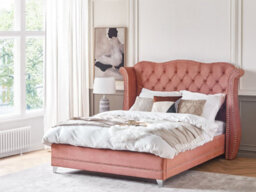Beliani Bed Velvet Ayette 160 X 200 Cm (Eu King Size) Pink - thumbnail 2