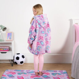 OHS Gaming Hoodie Blanket Sherpa Fleece Throw Sweatshirt Oversized Warm, Lilac - thumbnail 6