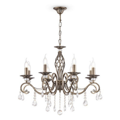 Luminosa Lighting Luminosa Grace Chandelier Brass & Crystal, 8 Light, E14 - image 1