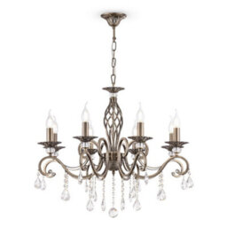 Luminosa Lighting Luminosa Grace Chandelier Brass & Crystal, 8 Light, E14