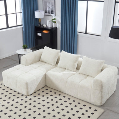 Matteo Oversized Cloud Modular L-Shape Chenille Sofa - Beige - image 1