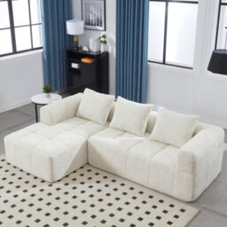 Matteo Oversized Cloud Modular L-Shape Chenille Sofa - Beige - thumbnail 1