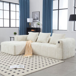 Matteo Oversized Cloud Modular L-Shape Chenille Sofa - Beige - thumbnail 7