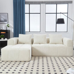 Matteo Oversized Cloud Modular L-Shape Chenille Sofa - Beige - thumbnail 8