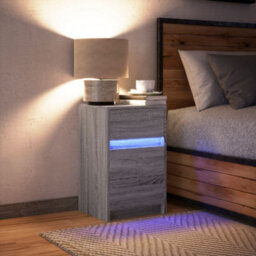 Vidaxl Bedside Cabinet With Led Lights Grey Sonoma Engineered Wood - thumbnail 5