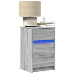 Vidaxl Bedside Cabinet With Led Lights Grey Sonoma Engineered Wood - thumbnail 1