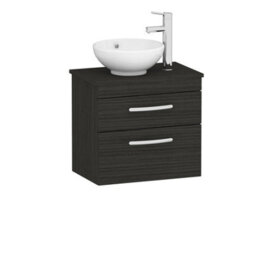 Royal Bathrooms 600mm Hale Black 2 Drawer Wall Mounted Bathroom Vanity Unit With Basin & Breeze Countertop Sink - thumbnail 4