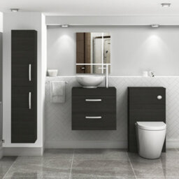 Royal Bathrooms 600mm Hale Black 2 Drawer Wall Mounted Bathroom Vanity Unit With Basin & Breeze Countertop Sink - thumbnail 2