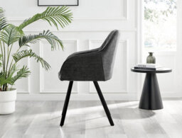 Furniturebox Uk Novara Black Leg Round Glass Dining Table & 4 Dark Grey Falun Black Leg Chairs - thumbnail 9