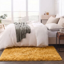 Oxford Homeware Shaggy Rug Anti-Slip Washable Soft Fluffy Living Room And Bedroom Rug (Ochre, 50X80Cm) - thumbnail 6