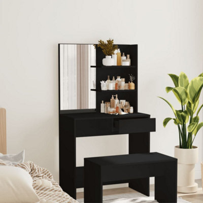 Berkfield Dressing Table With Mirror Black 74.5X40X141 Cm - image 1
