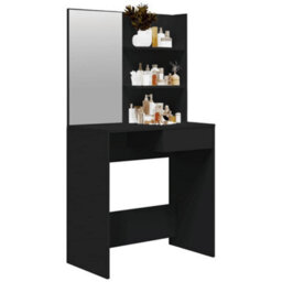 Berkfield Dressing Table With Mirror Black 74.5X40X141 Cm - thumbnail 4