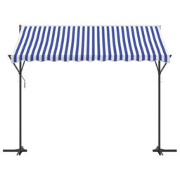 Walplus Free Standing Awning Garden Sun Shade Canopy Gazebo For Back Door, Porch, Patio Blue And White 300X300 Cm Fabric And Steel - thumbnail 3