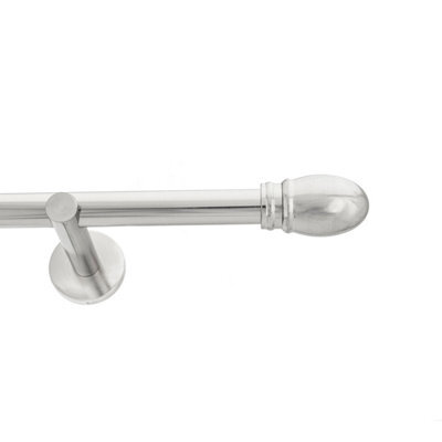 Toolty Inox Metal Curtain Pole 19mm With Finials Rod Modern Brackets Oval 290Cm