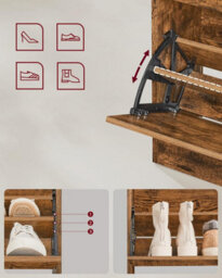 Songmics Shoe Organizer, Shoe Furniture Cabinet With 3 Flaps, Shoe Rack, Adjustable Divider, Vintage Brown - thumbnail 5