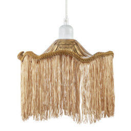Happy Homewares Striking Gold Fringed Orange Glass Pendant Shade With Long Tassels - thumbnail 5