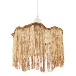 Happy Homewares Striking Gold Fringed Orange Glass Pendant Shade With Long Tassels - thumbnail 4