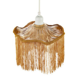 Happy Homewares Striking Gold Fringed Orange Glass Pendant Shade With Long Tassels - thumbnail 3