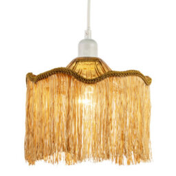 Happy Homewares Striking Gold Fringed Orange Glass Pendant Shade With Long Tassels - thumbnail 2