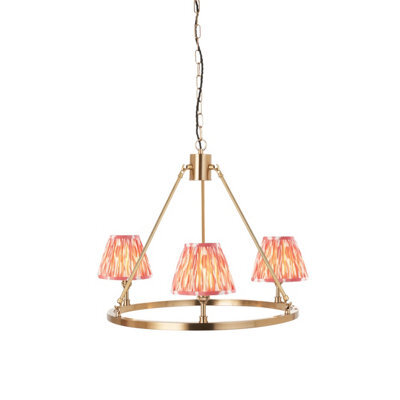 Loops Elegant Aged Brass And Coral Pink Fabric Ceiling Pendant Light For Stylish Home Decor - image 1