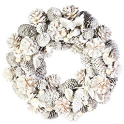 White Pinecone Festive Decor Autumn-Winter Front Door Wreath Christmas Wreath 30Cm - thumbnail 2