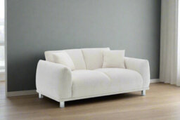 Teddy Boucle Fabric White 2 Seater Sofa - thumbnail 2