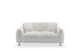 Teddy Boucle Fabric White 2 Seater Sofa - thumbnail 4