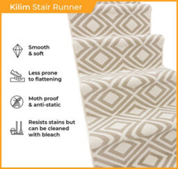 Kilim Stair Runner - Soft & Durable Carpet Runner For Stairs & Staircases, Multiple Lengths - thumbnail 3