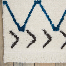 White Blue Shaggy Modern Moroccan Geometric Rug Easy To Clean Living Room Bedroom And Dining Room-66 X 229Cm (Runner) - thumbnail 5