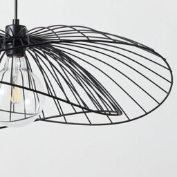 Harper Living Contemporary Medium Black Pendant Ceiling Light. Twin Shades Made With Curved Metal Threads, 65Cm Diameter.  Adjustable Height - thumbnail 2