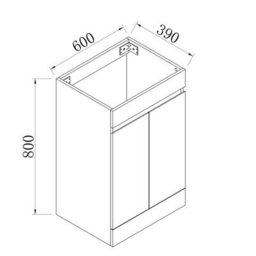 AVER-GROWTH Freestanding Bathroom Vanity Unit Gloss White Flat Pack Bathroom Cabinets Only 600(W)X390X(D)X800(H)mm With 2 Doors - thumbnail 7