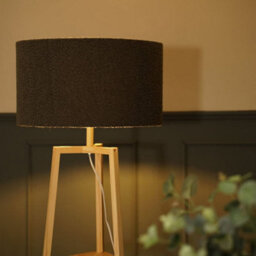 Valuelights Hiru Natural 3 Tier Shelf Floor Lamp With Charcoal Boucle Shade And Bulb - thumbnail 4