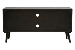 Premier Housewares Interiors By Premier Mango Wood Media Unit, Mid-Century Modern Tv Stand With Gold Accents, Black Frame With Storage Shelves - thumbnail 5