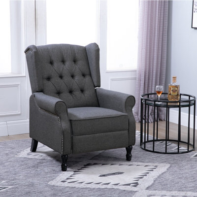 Homcom Manual Reclining, Vintage Armchair Recliner With Footrest Dark Grey - image 1