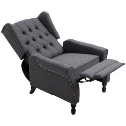 Homcom Manual Reclining, Vintage Armchair Recliner With Footrest Dark Grey - thumbnail 8