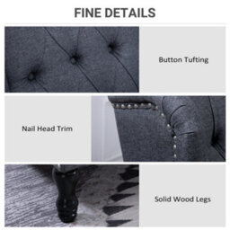 Homcom Manual Reclining, Vintage Armchair Recliner With Footrest Dark Grey - thumbnail 6